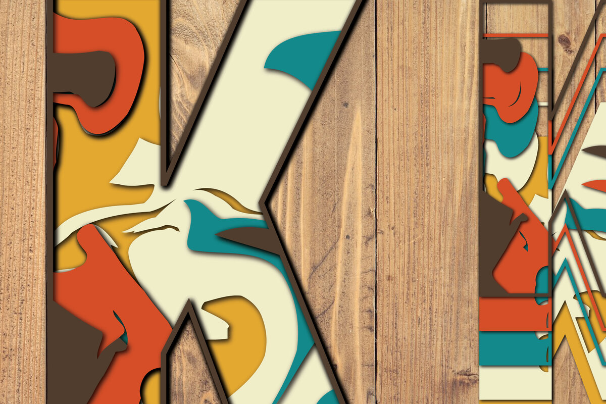 Σετ των 2 Intra απο ξύλο plywood 3mm-4mm πάχος Τρισδιάστατη κοπή χαρτιού αλφαβήτου Κ Δίασταση 1200x1200 cm INTRAFABR-57381014