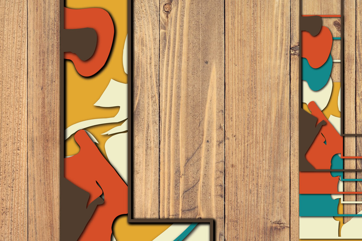 Σετ των 2 Intra απο ξύλο plywood 3mm-4mm πάχος 3D Alphabet Paper Cut L Δίασταση 1200x1200 cm INTRAFABR-57381009