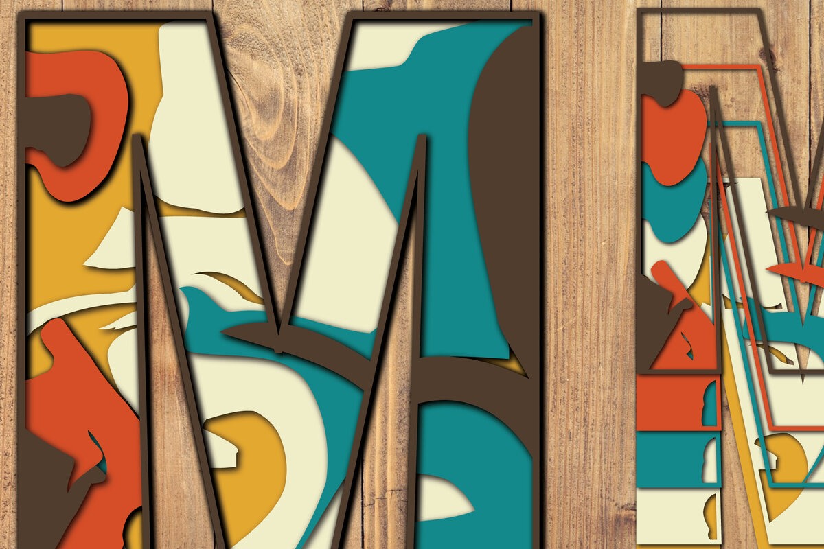 Intra απο ξύλο plywood 3mm-4mm πάχος Τρισδιάστατη κοπή χαρτιού αλφαβήτου M Δίασταση 1200x1200 cm INTRAFABR-57381006