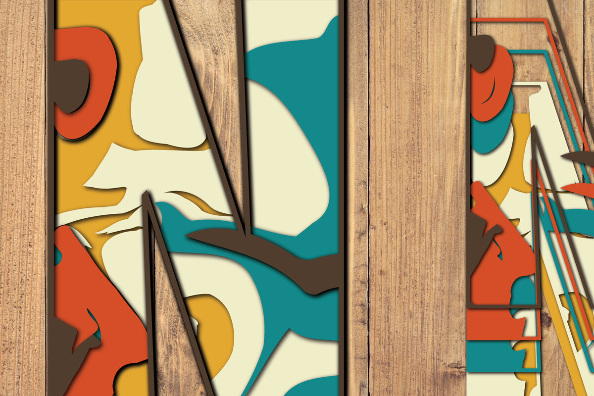 Σετ των 2 Intra απο ξύλο plywood 3mm-4mm πάχος Τρισδιάστατη κοπή χαρτιού αλφαβήτου N Δίασταση 1200x1200 cm INTRAFABR-57381004