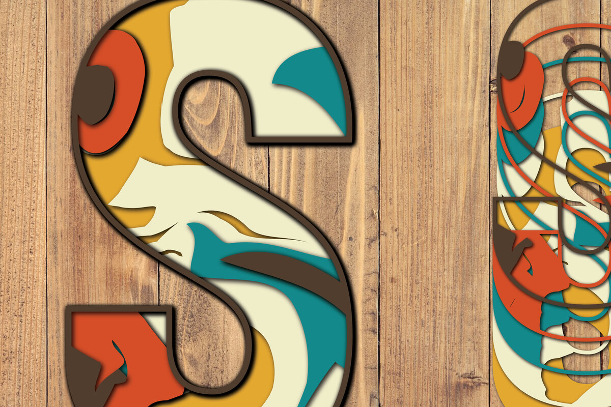 Σετ των 2 Intra απο ξύλο plywood 3mm-4mm πάχος 3D Alphabet Paper Cut S Δίασταση 1200x1200 cm INTRAFABR-57432841