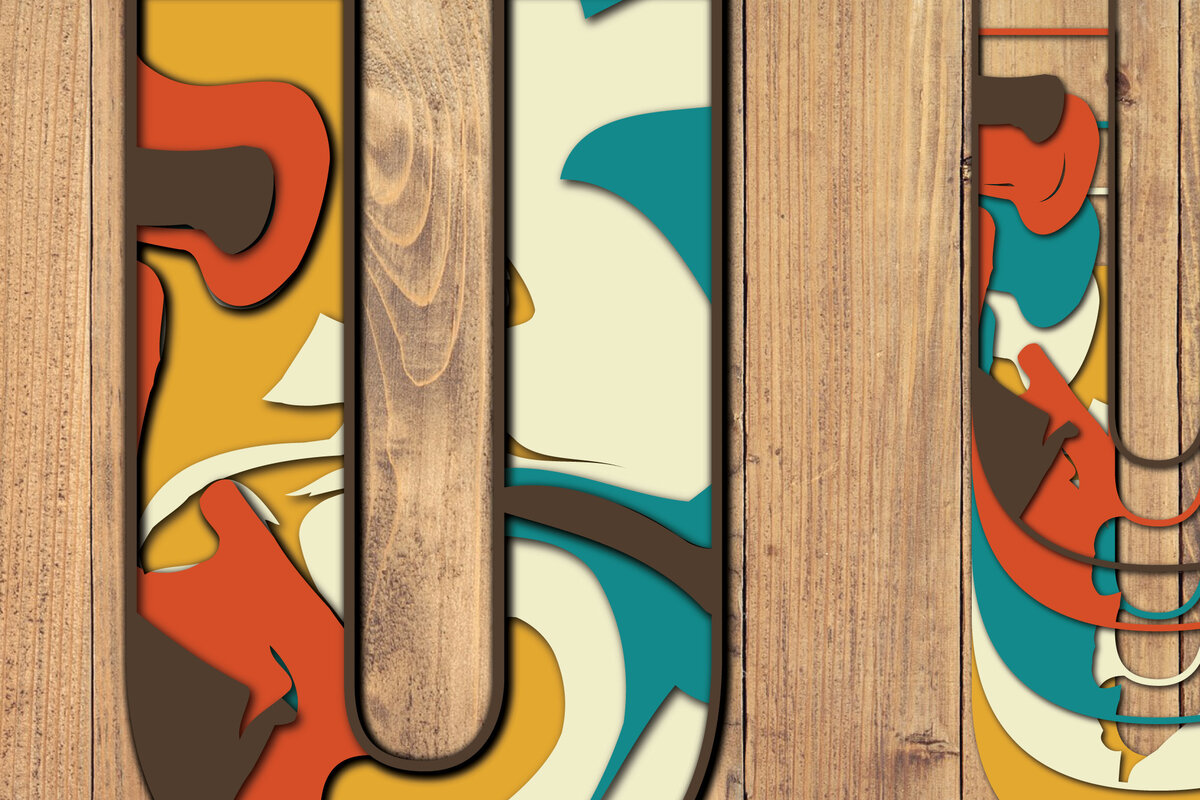 Σετ των 2 Intra απο ξύλο plywood 3mm-4mm πάχος 3D Alphabet Paper Cut U Δίασταση 1200x1200 cm INTRAFABR-57432888