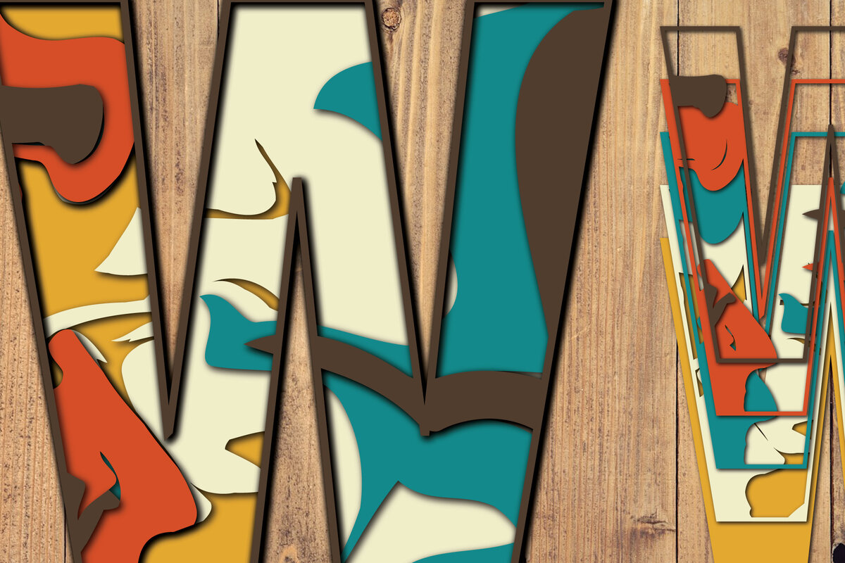 Σετ των 2 Intra απο ξύλο plywood 3mm-4mm πάχος Τρισδιάστατη κοπή χαρτιού αλφαβήτου W Δίασταση 1200x1200 cm INTRAFABR-57432913