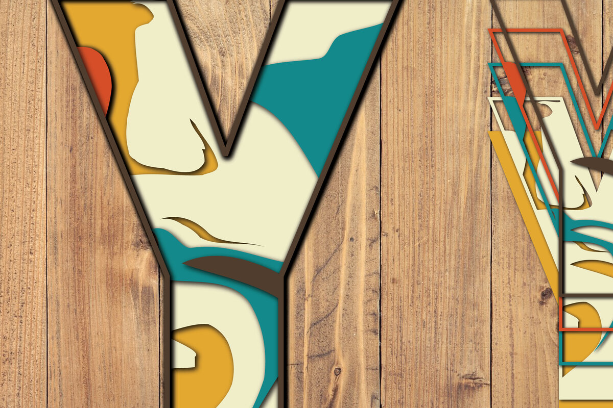 Σετ των 2 Intra απο ξύλο plywood 3mm-4mm πάχος Τρισδιάστατη κοπή χαρτιού αλφαβήτου Δίασταση 1200x1200 cm INTRAFABR-57432927