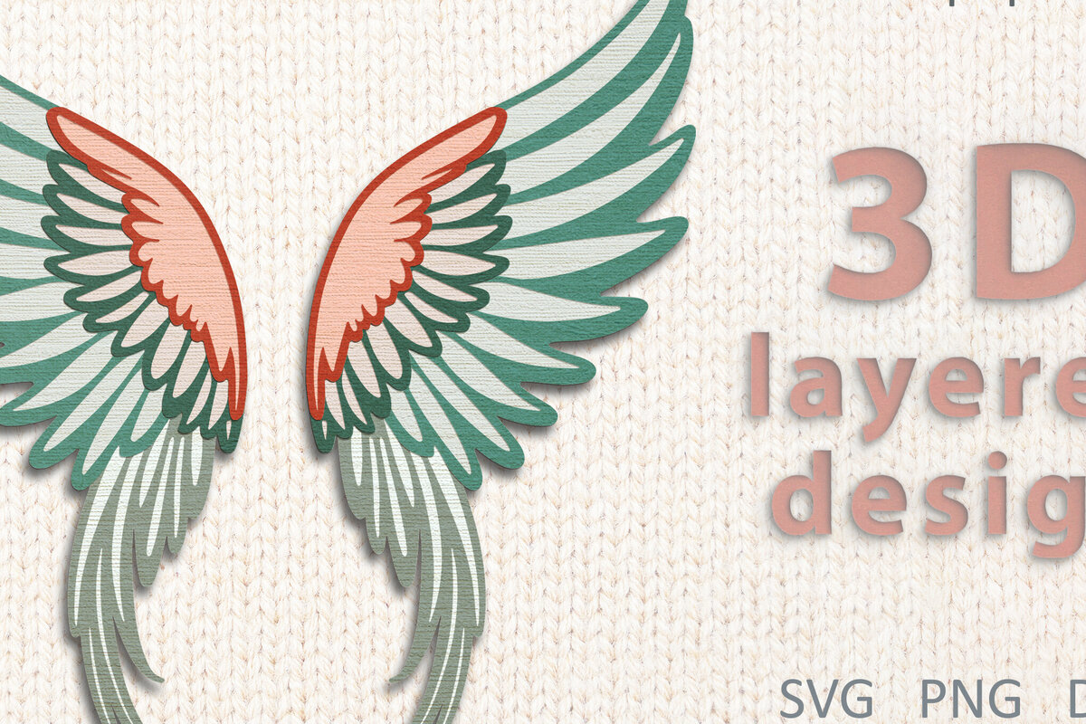 Σετ των 3 Intra απο ξύλο plywood 3mm-4mm πάχος Κοπή χαρτιού με λέιζερ 3d Angel Wings Δίασταση 7x7 cm INTRAFABR-115250065