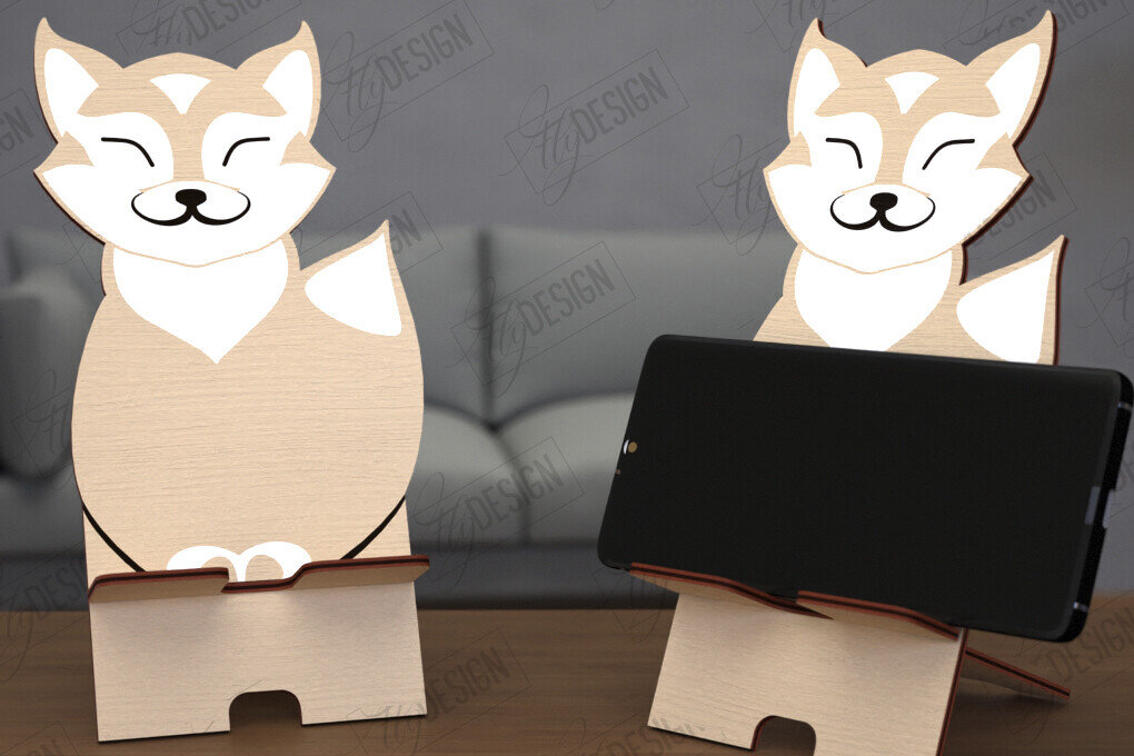 Σετ των 2 Intra απο ξύλο plywood 3mm-4mm πάχος Σχέδιο κοπής με λέιζερ τρισδιάστατη θήκη τηλεφώνου ζώων Δίασταση 15x15 cm INTRAFABR-114805806