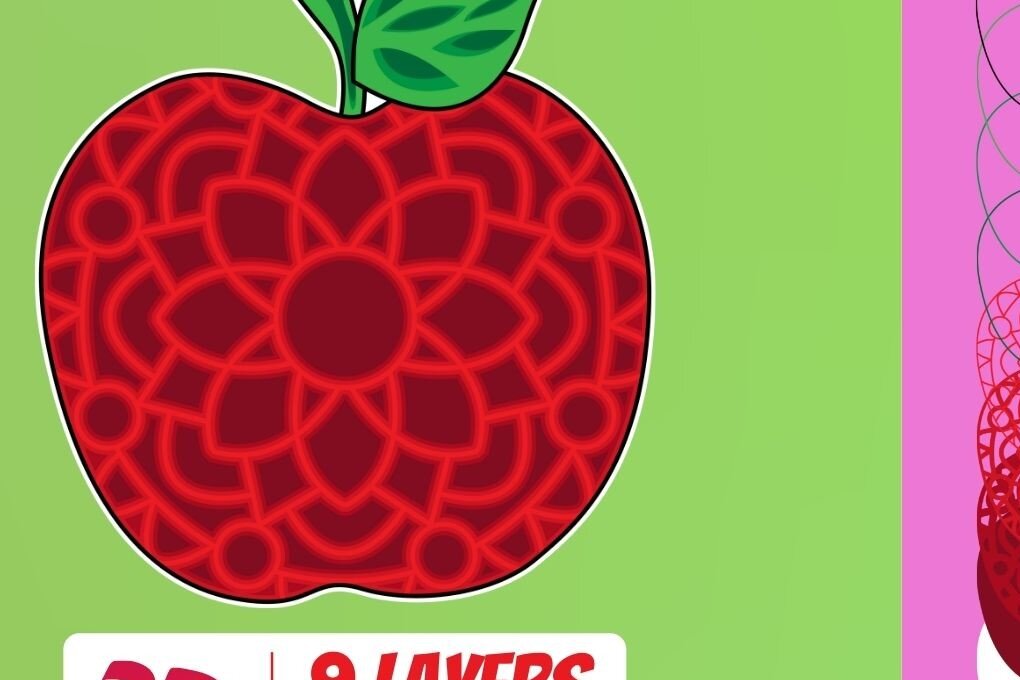 Intra απο ξύλο plywood 3mm-4mm πάχος Τρισδιάστατο αποκοπής Apple Δίασταση 30x20 cm INTRAFABR-17887614