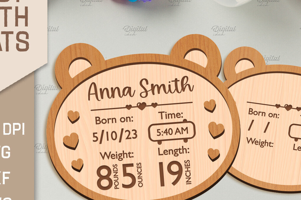 Intra απο ξύλο plywood 3mm-4mm πάχος Τρισδιάστατα στατιστικά γέννησης μωρού με λέιζερ Δίασταση 30x20 cm INTRAFABR-86216518