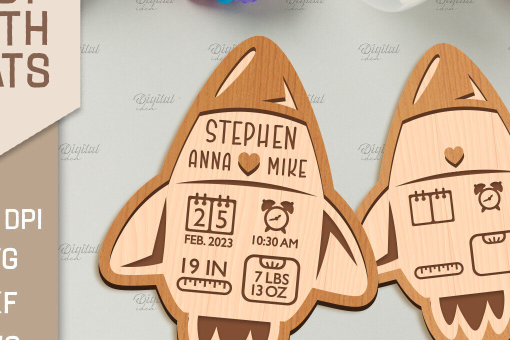 Intra απο ξύλο plywood 3mm-4mm πάχος Τρισδιάστατα στατιστικά γέννησης μωρού με λέιζερ Δίασταση 30x20 cm INTRAFABR-86216752