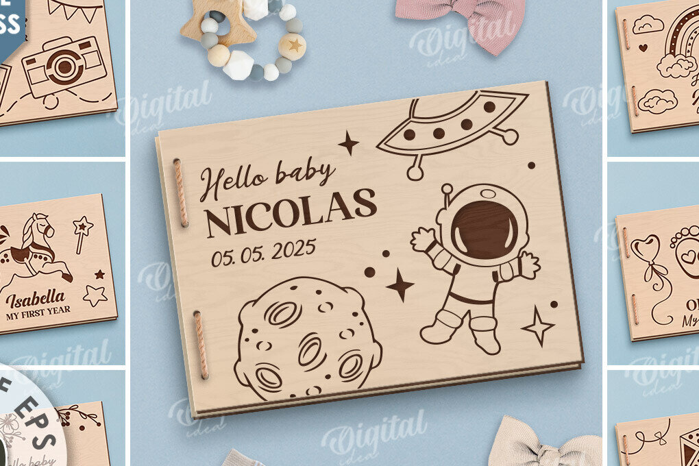 Intra απο ξύλο plywood 3mm-4mm πάχος κοπής με λέιζερ για τρισδιάστατα άλμπουμ μωρών Δίασταση 30x20 cm INTRAFABR-115833046