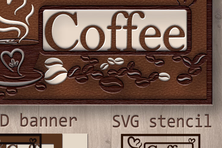 Intra απο ξύλο plywood 3mm-4mm πάχος 3D Banner Coffee + Banner . Δίασταση 30x20 cm INTRAFABR-30273260