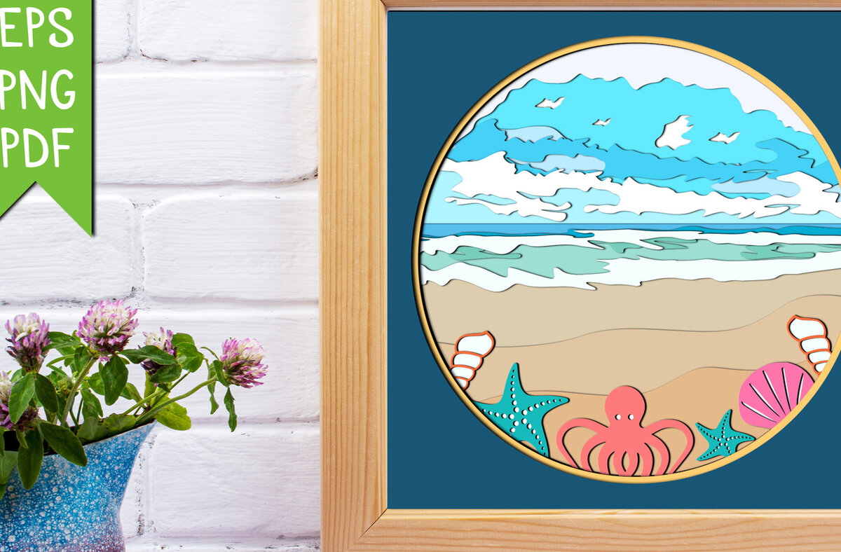 Intra απο ξύλο plywood 3mm-4mm πάχος 3D Beach Δίασταση 40x40 cm INTRAFABR-75529677