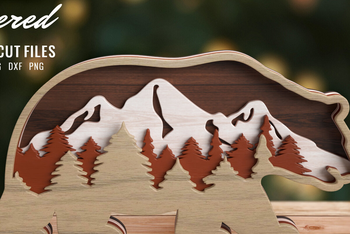 Intra απο ξύλο plywood 3mm-4mm πάχος 3D Bear Layered Animal Δίασταση 15x15 cm INTRAFABR-57271373