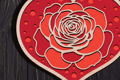 Intra απο ξύλο plywood 3mm-4mm πάχος Τρισδιάστατο όμορφο ξύλινο τριαντάφυλλο κοπής με λέιζερ Δίασταση 30x20 cm INTRAFABR-94921461