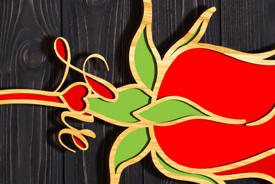 Intra απο ξύλο plywood 3mm-4mm πάχος Τρισδιάστατο όμορφο ξύλινο τριαντάφυλλο κοπής με λέιζερ Δίασταση 30x20 cm INTRAFABR-94921471