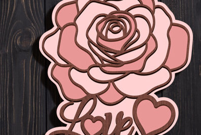 Intra απο ξύλο plywood 3mm-4mm πάχος Τρισδιάστατο όμορφο ξύλινο τριαντάφυλλο κοπής με λέιζερ Δίασταση 30x20 cm INTRAFABR-94921478