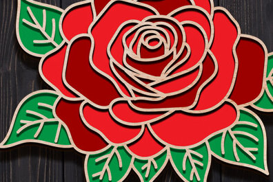 Intra απο ξύλο plywood 3mm-4mm πάχος Τρισδιάστατο όμορφο ξύλινο τριαντάφυλλο κοπής με λέιζερ Δίασταση 30x20 cm INTRAFABR-94921453