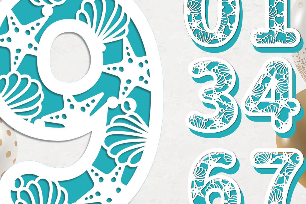 Σετ των 2 Intra απο ξύλο plywood 3mm-4mm πάχος Τρισδιάστατο αριθμών γενεθλίων, Seashell Δίασταση 15x15 cm INTRAFABR-115564797