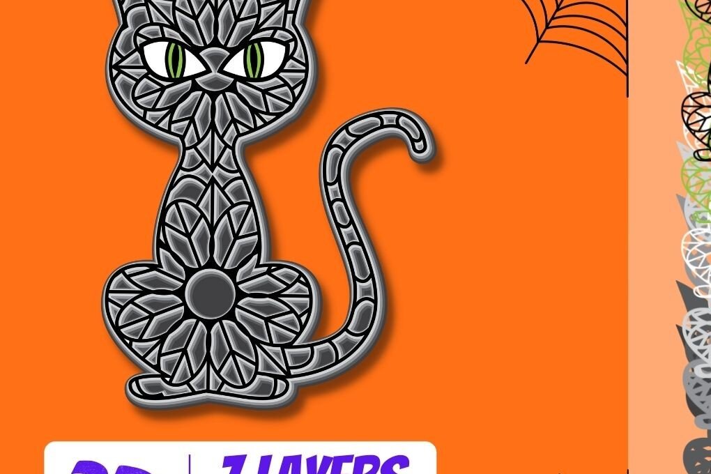 Intra απο ξύλο plywood 3mm-4mm πάχος 3D Black Cat Δίασταση 30x20 cm INTRAFABR-16276688