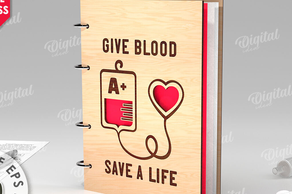 Intra απο ξύλο plywood 3mm-4mm πάχος Τρισδιάστατο σημειωματάριο αιμοδοσίας Δίασταση 30x20 cm INTRAFABR-112212680