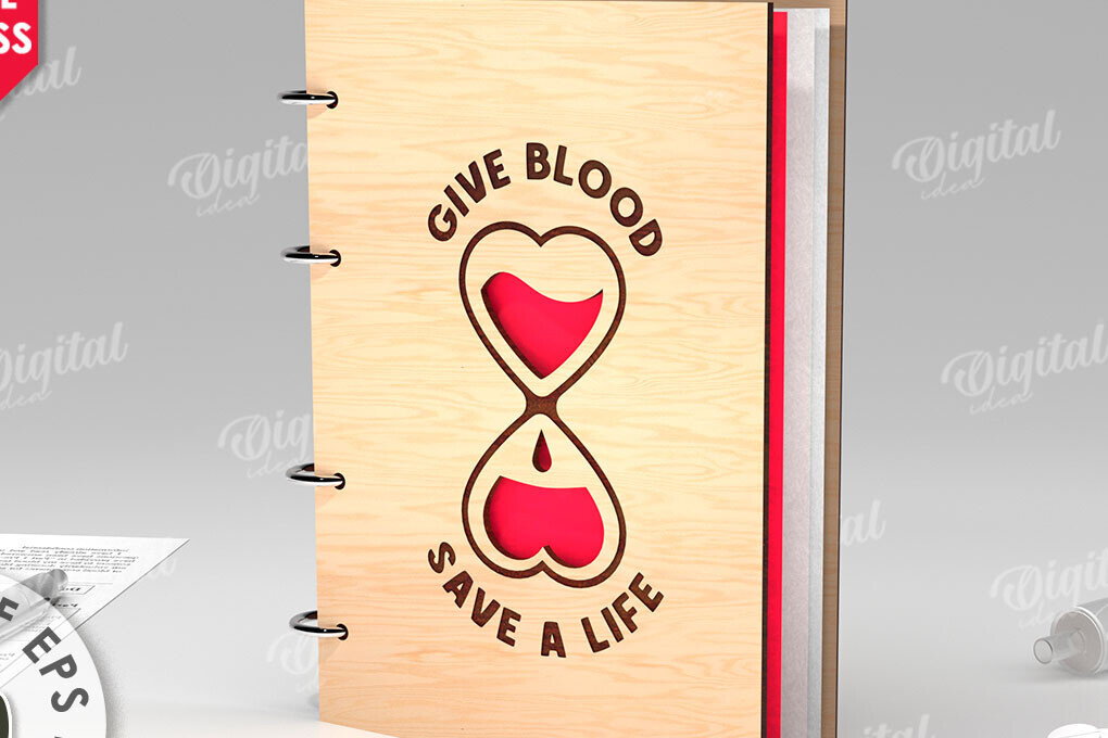 Intra απο ξύλο plywood 3mm-4mm πάχος Τρισδιάστατο σημειωματάριο αιμοδοσίας Δίασταση 30x20 cm INTRAFABR-112212779