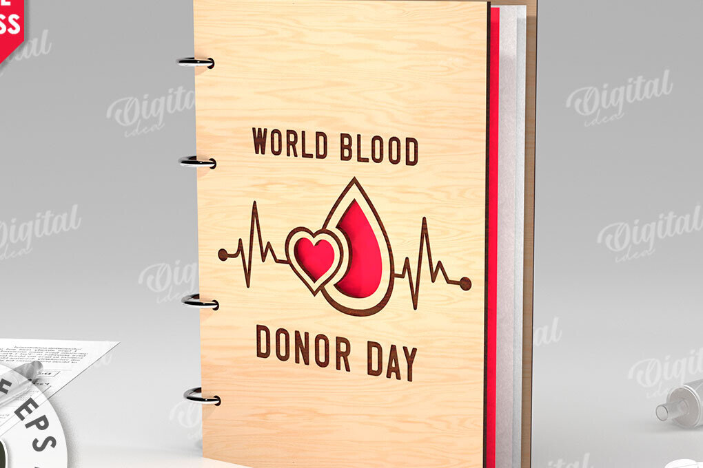 Intra απο ξύλο plywood 3mm-4mm πάχος Τρισδιάστατο σημειωματάριο αιμοδοσίας Δίασταση 30x20 cm INTRAFABR-112212895