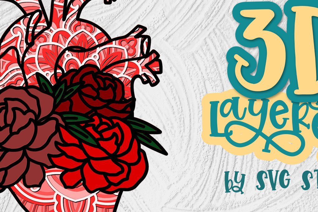 Σετ των 2 Intra απο ξύλο plywood 3mm-4mm πάχος 3D Blooming Heart Anatomical Layered Δίασταση 15x15 cm INTRAFABR-35579035