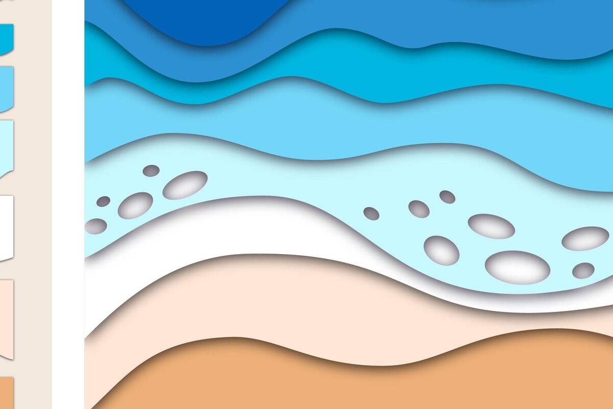 Σετ των 2 Intra απο ξύλο plywood 3mm-4mm πάχος 3D Blue Ocean Depths Multi Color Layers Δίασταση 15x15 cm INTRAFABR-15071071