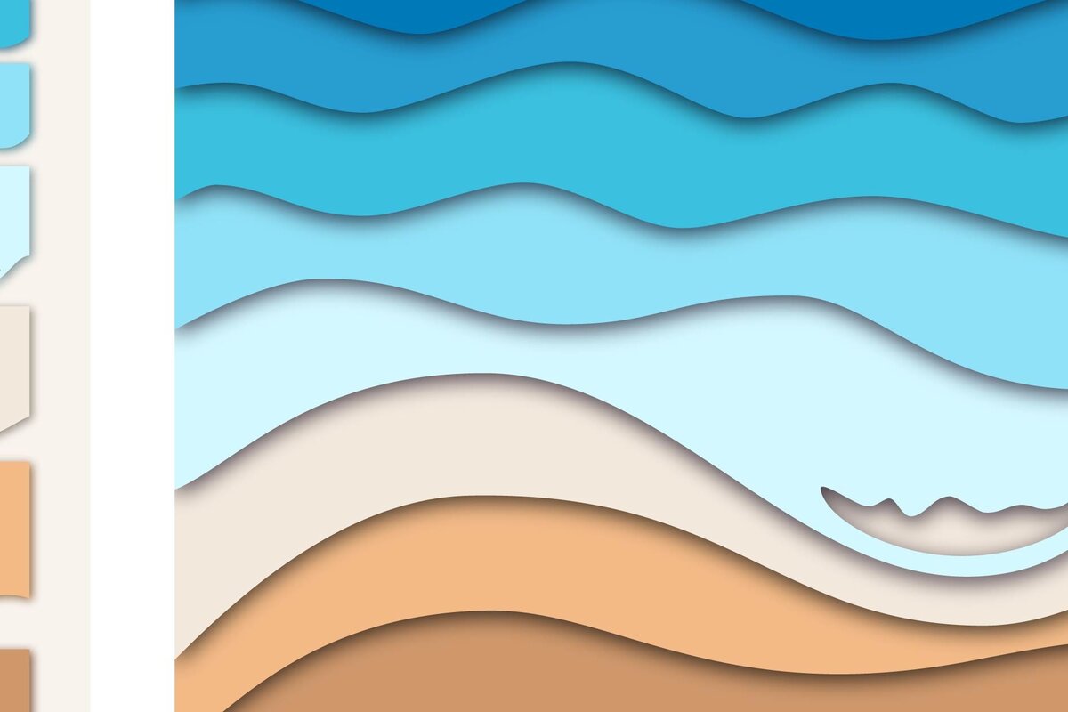 Σετ των 2 Intra απο ξύλο plywood 3mm-4mm πάχος 3D Blue Ocean Depths Multi Color Layers Δίασταση 15x15 cm INTRAFABR-14983365