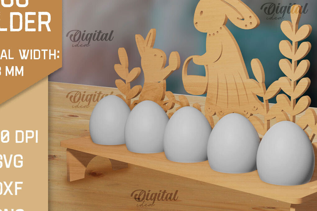 Σετ των 2 Intra απο ξύλο plywood 3mm-4mm πάχος Τρισδιάστατη θήκη πασχαλινών αυγών με λαγουδάκι με Δίασταση 15x15 cm INTRAFABR-88137880