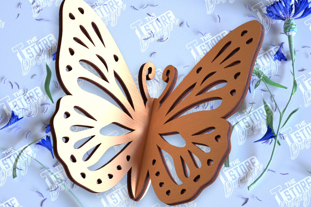 Intra απο ξύλο plywood 3mm-4mm πάχος 3D πεταλούδα | Summer Design | CNC Δίασταση 30x20 cm INTRAFABR-98268681