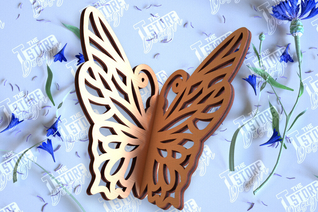 Intra απο ξύλο plywood 3mm-4mm πάχος 3D πεταλούδα | Summer Design | CNC Δίασταση 30x20 cm INTRAFABR-98268695