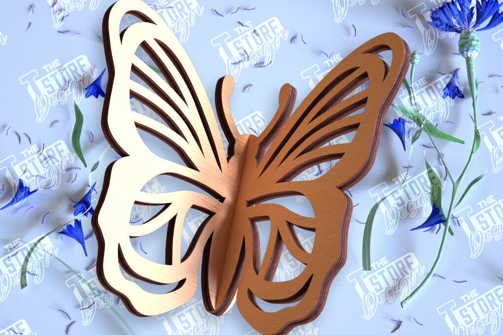 Intra απο ξύλο plywood 3mm-4mm πάχος 3D πεταλούδα | Summer Design | CNC Δίασταση 30x20 cm INTRAFABR-98268737