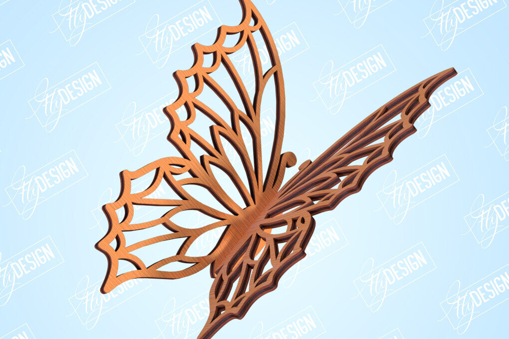 Intra απο ξύλο plywood 3mm-4mm πάχος 3D πεταλούδες | Summer Design | CNC Δίασταση 30x20 cm INTRAFABR-99202467