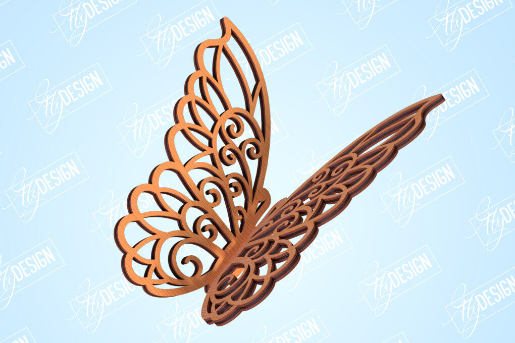 Intra απο ξύλο plywood 3mm-4mm πάχος 3D πεταλούδες | Summer Design | CNC Δίασταση 30x20 cm INTRAFABR-99202526