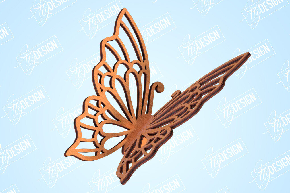 Intra απο ξύλο plywood 3mm-4mm πάχος 3D πεταλούδες | Summer Design | CNC Δίασταση 30x20 cm INTRAFABR-99202539