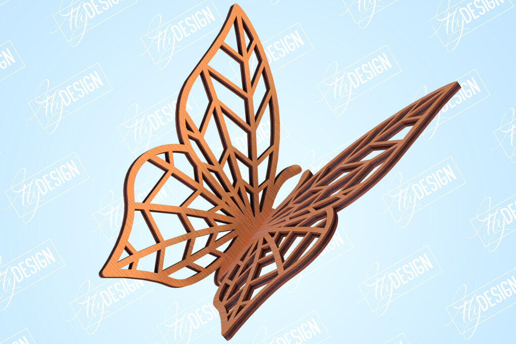 Intra απο ξύλο plywood 3mm-4mm πάχος 3D πεταλούδες | Summer Design | CNC Δίασταση 30x20 cm INTRAFABR-99202570