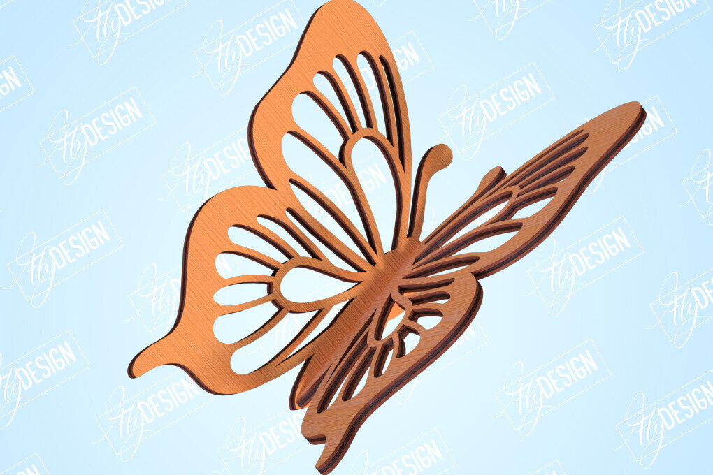 Intra απο ξύλο plywood 3mm-4mm πάχος 3D πεταλούδες | Summer Design | CNC Δίασταση 30x20 cm INTRAFABR-99202351