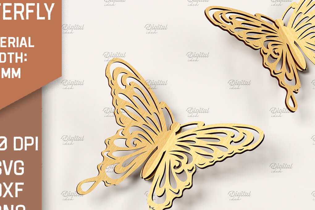 Intra απο ξύλο plywood 3mm-4mm πάχος Τρισδιάστατη κοπή πεταλούδας με λέιζερ. Πεταλούδα Δίασταση 30x20 cm INTRAFABR-86663089