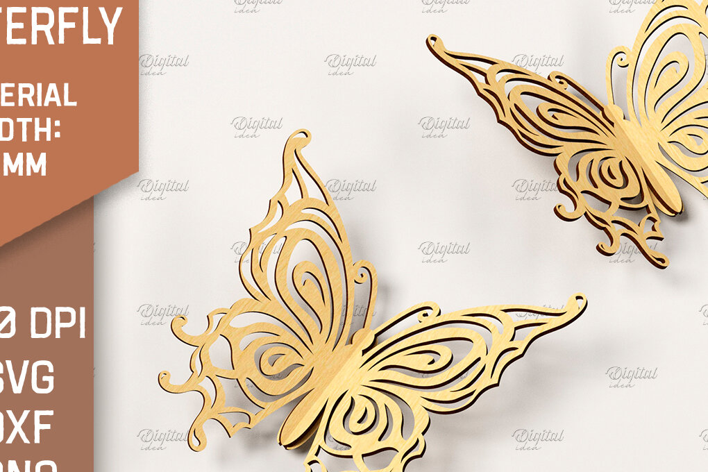 Intra απο ξύλο plywood 3mm-4mm πάχος Τρισδιάστατη κοπή πεταλούδας με λέιζερ. Πεταλούδα Δίασταση 30x20 cm INTRAFABR-86663381