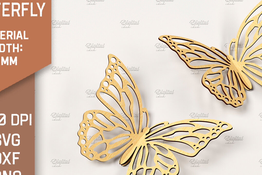 Intra απο ξύλο plywood 3mm-4mm πάχος Τρισδιάστατη κοπή πεταλούδας με λέιζερ. Πεταλούδα Δίασταση 30x20 cm INTRAFABR-86663452