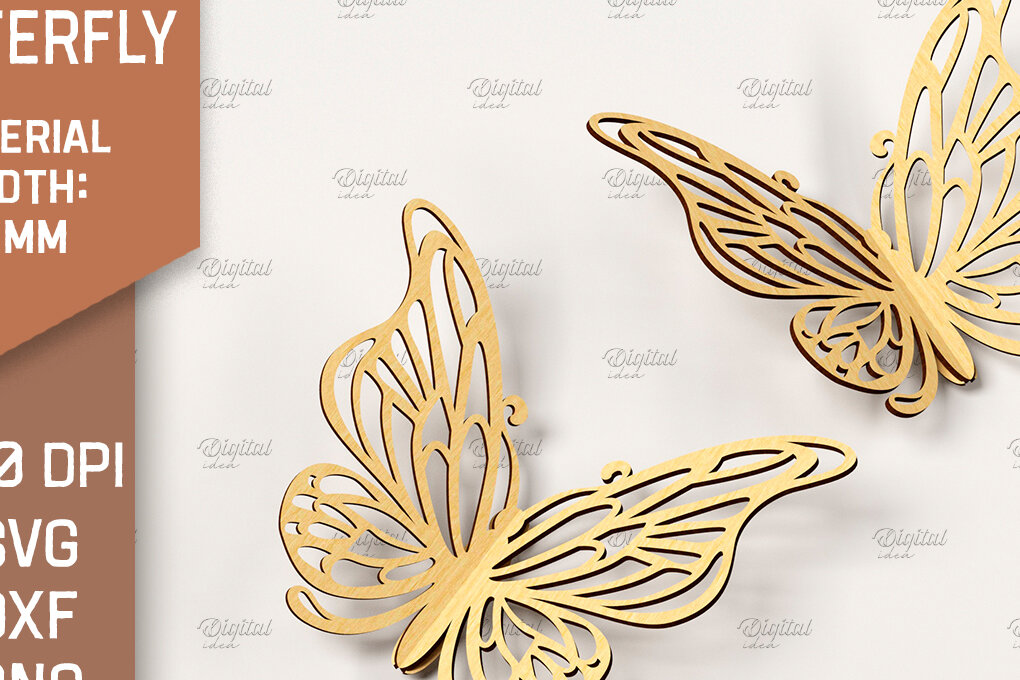 Intra απο ξύλο plywood 3mm-4mm πάχος Τρισδιάστατη κοπή πεταλούδας με λέιζερ. Πεταλούδα Δίασταση 30x20 cm INTRAFABR-86663695