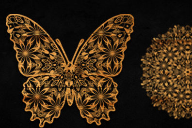 Intra απο ξύλο plywood 3mm-4mm πάχος κοπής με λέιζερ 3D Butterfly Mandala Δίασταση 30x30 cm INTRAFABR-88173919