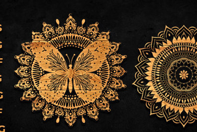 Intra απο ξύλο plywood 3mm-4mm πάχος κοπής με λέιζερ 3D Butterfly Mandala Δίασταση 30x30 cm INTRAFABR-89177471