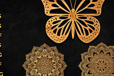 Intra απο ξύλο plywood 3mm-4mm πάχος κοπής με λέιζερ 3D Butterfly Mandala Δίασταση 30x30 cm INTRAFABR-89395468