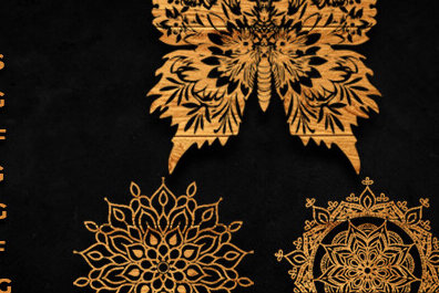 Intra απο ξύλο plywood 3mm-4mm πάχος κοπής με λέιζερ 3D Butterfly Mandala Δίασταση 30x30 cm INTRAFABR-89856043