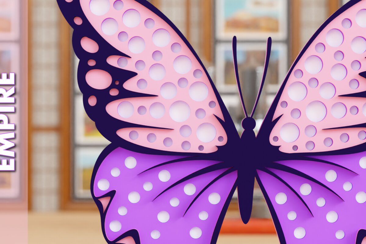 Σετ των 2 Intra απο ξύλο plywood 3mm-4mm πάχος 3D Butterfly Paper Cut Δίασταση 1200x1200 cm INTRAFABR-95151373