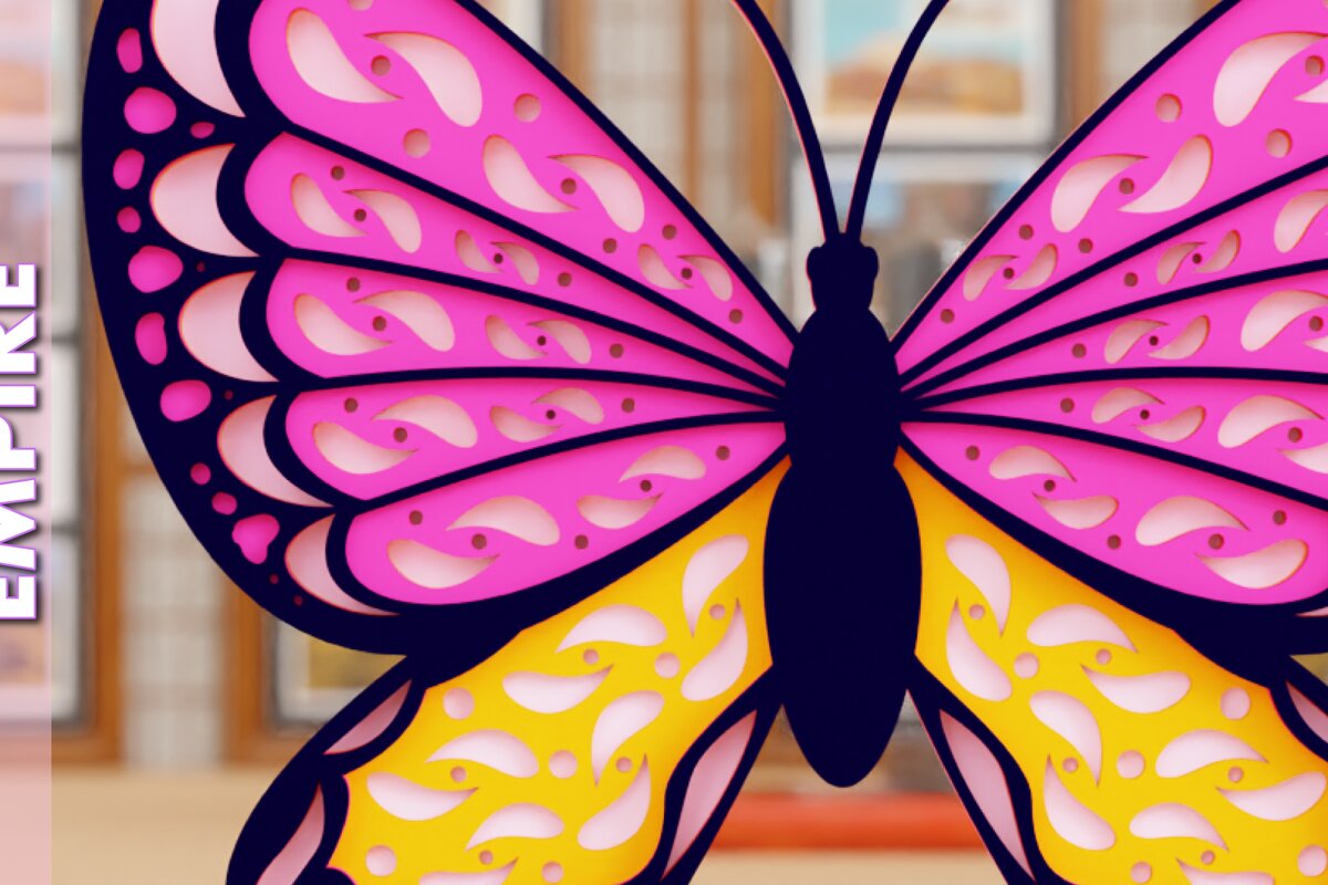 Σετ των 2 Intra απο ξύλο plywood 3mm-4mm πάχος 3D Butterfly Paper Cut Δίασταση 1200x1200 cm INTRAFABR-95217682