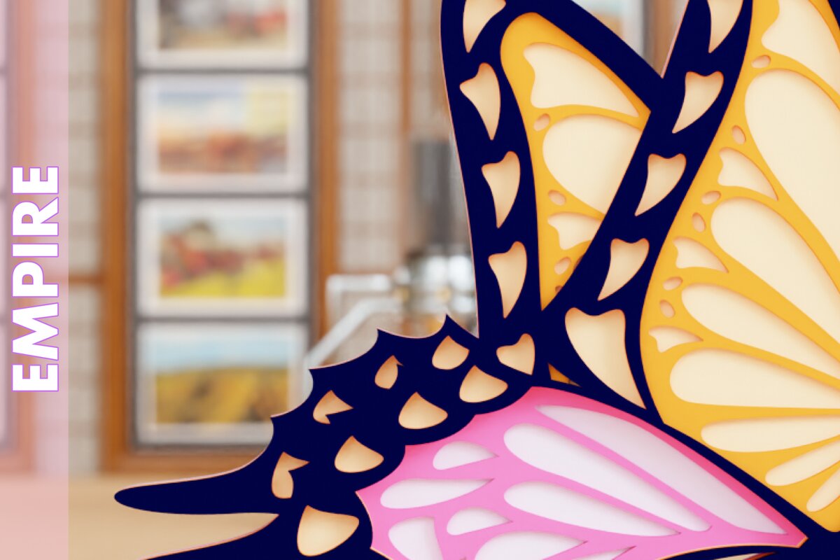 Σετ των 3 Intra απο ξύλο plywood 3mm-4mm πάχος 3D Butterfly Paper Cut Δίασταση 1200x1200 cm INTRAFABR-95217684