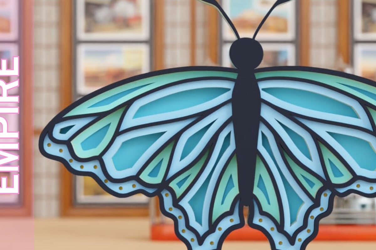 Σετ των 3 Intra απο ξύλο plywood 3mm-4mm πάχος 3D Butterfly Paper Cut Δίασταση 1200x1200 cm INTRAFABR-97001144